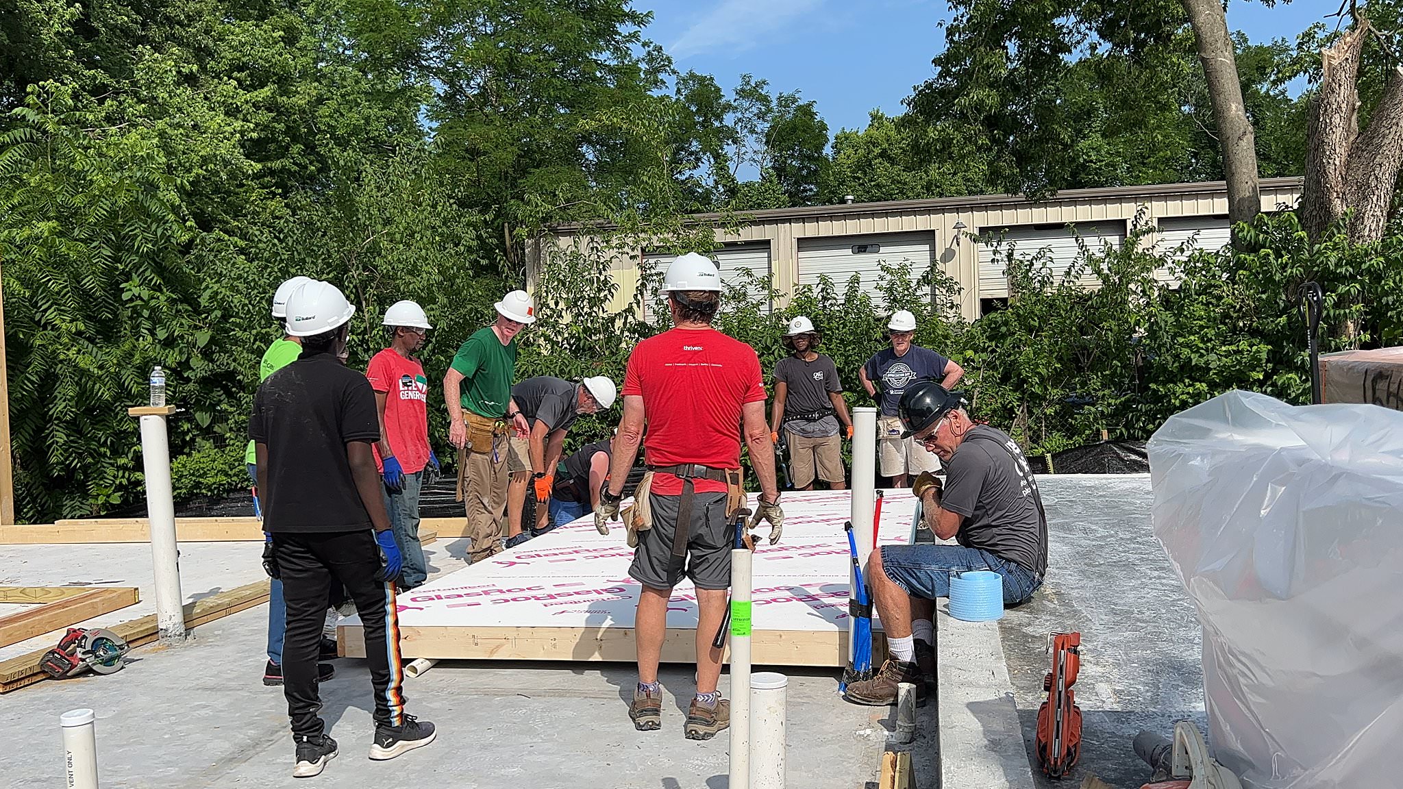 Participants working at Habitat for Humanity